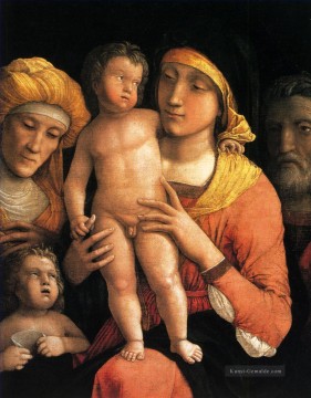  maler - Die heilige Familie mit Heiligen Elisabeth und das Kind Johannes der Täufer Renaissance Maler Andrea Mantegna